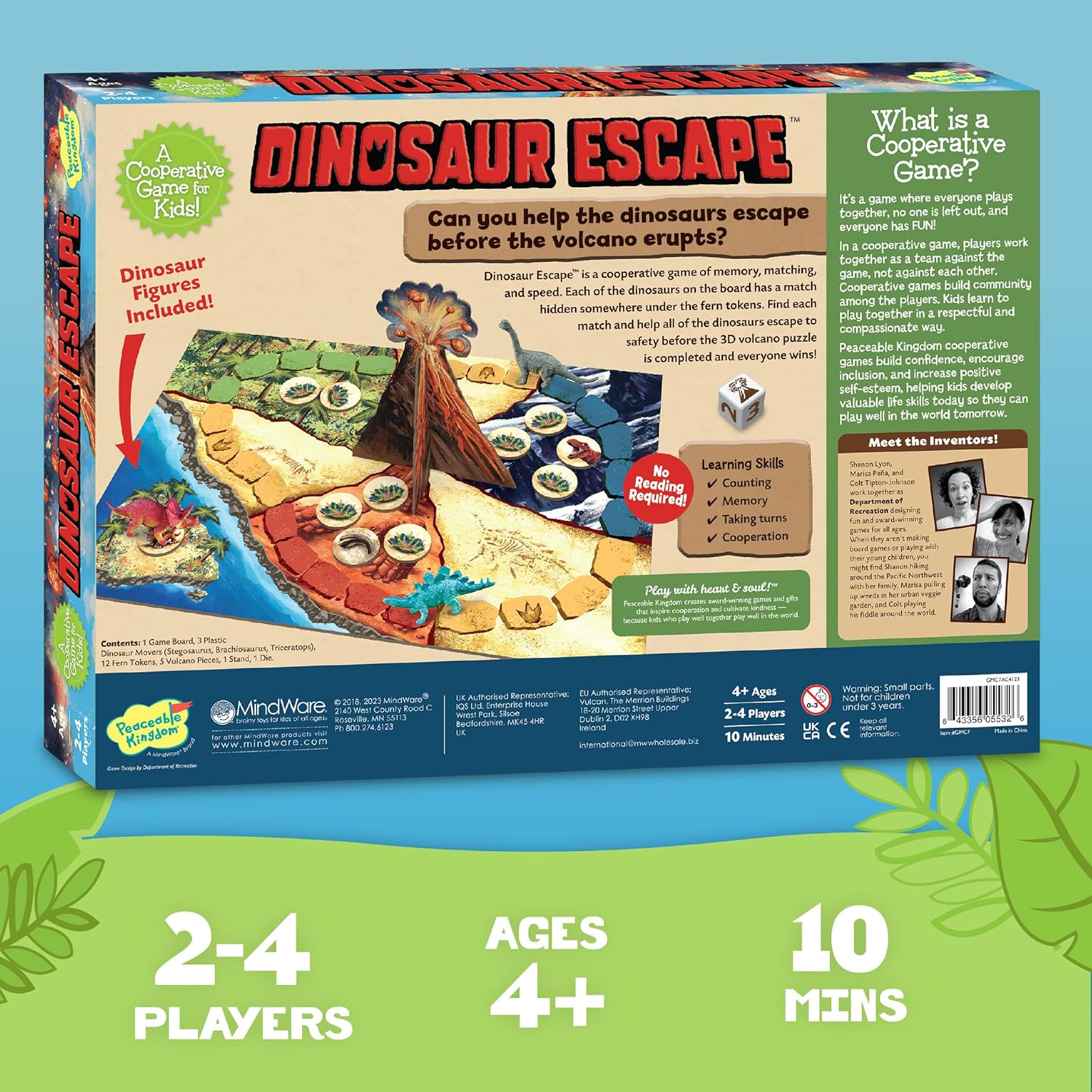 Peaceable Kingdom Dinosaur Escape Award Winning Cooperative Memory Game of Logic and Luck for 2 to 4 Kids Ages 4+