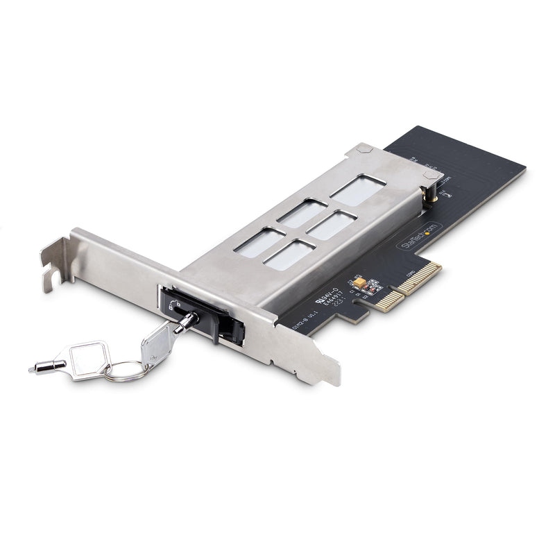 StarTech.com Tarjeta PCIe x4 a SSD NVMe M.2 - Rack Móvil Backplane con Bandeja Removible Hot Swap Intercambiable en Caliente - Bahía de Unidad PCIe 4.0/3.0 - con Llave (M2-Removable-PCIE-N1