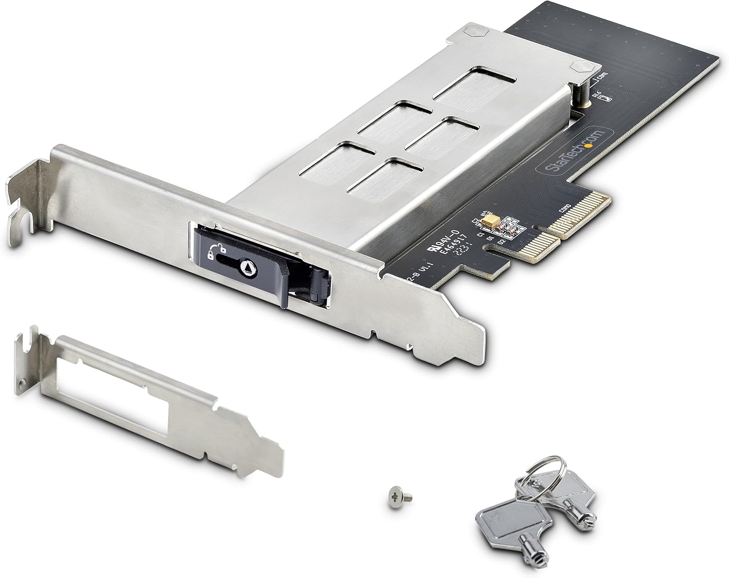 StarTech.com Tarjeta PCIe x4 a SSD NVMe M.2 - Rack Móvil Backplane con Bandeja Removible Hot Swap Intercambiable en Caliente - Bahía de Unidad PCIe 4.0/3.0 - con Llave (M2-Removable-PCIE-N1