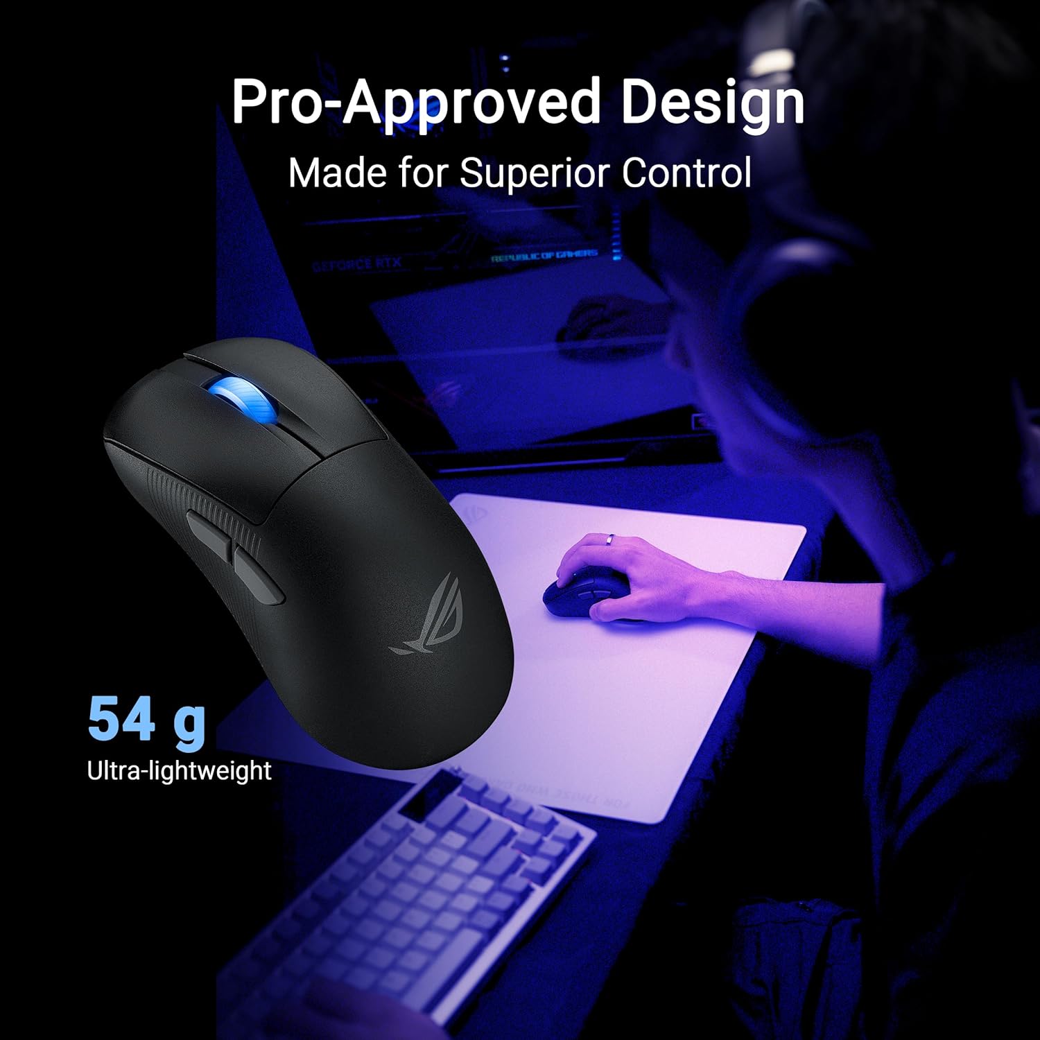 ASUS ROG Keris II Ace is an ultralight 54-gram ergonomic gaming mouse with a shape tested by pro FPS players