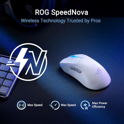 ASUS ROG Keris II Ace Wireless AimPoint White Gaming Maus (ergonomisch, optischer Sensor ROG AimPoint Pro, 42.000 DPI, ROG Optical Micro Switches, USB, Bluetooth, 2,4-GHz-HF ROG SpeedNova, weiß)