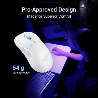 ASUS ROG Keris II Ace Wireless AimPoint White Gaming Maus (ergonomisch, optischer Sensor ROG AimPoint Pro, 42.000 DPI, ROG Optical Micro Switches, USB, Bluetooth, 2,4-GHz-HF ROG SpeedNova, weiß)