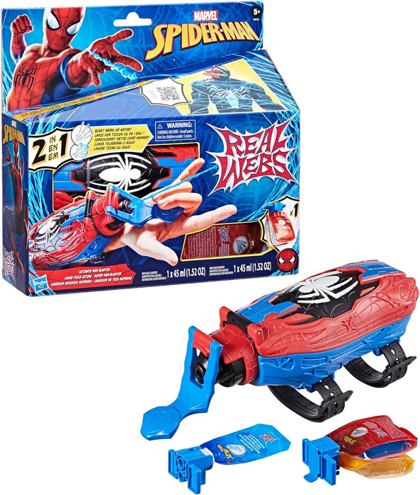 Spider-Man Marvel Real Webs Ultimate Web Blaster, 2-in-1 Blaster, Roleplay Toy, Costume, Toys, Red and Blue