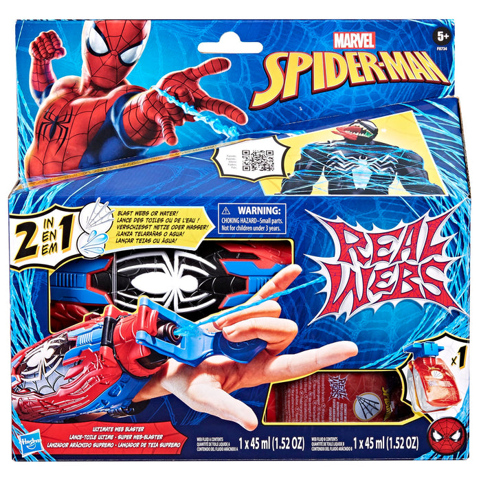 Spider-Man Marvel Real Webs Ultimate Web Blaster, 2-in-1 Blaster, Roleplay Toy, Costume, Toys, Red and Blue