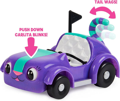 Gabby's Dollhouse 6062145, Carlita Car with Pandy Paws Collectible Figure and 2 Accessories, Magical Musical Cat Ears with Lights, Music, Sounds and Phrases