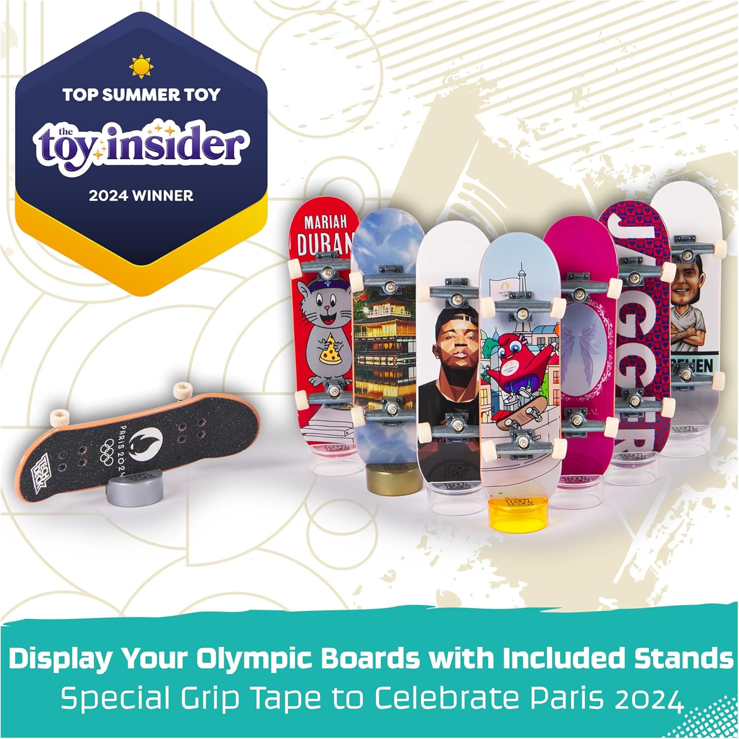 Tech Deck, Competition Legends 8-Pack Fingerboards with Cards, Olympic Games Paris 2024, Customisable Mini Skateboards, Kids’ Toys for Ages 6 and up