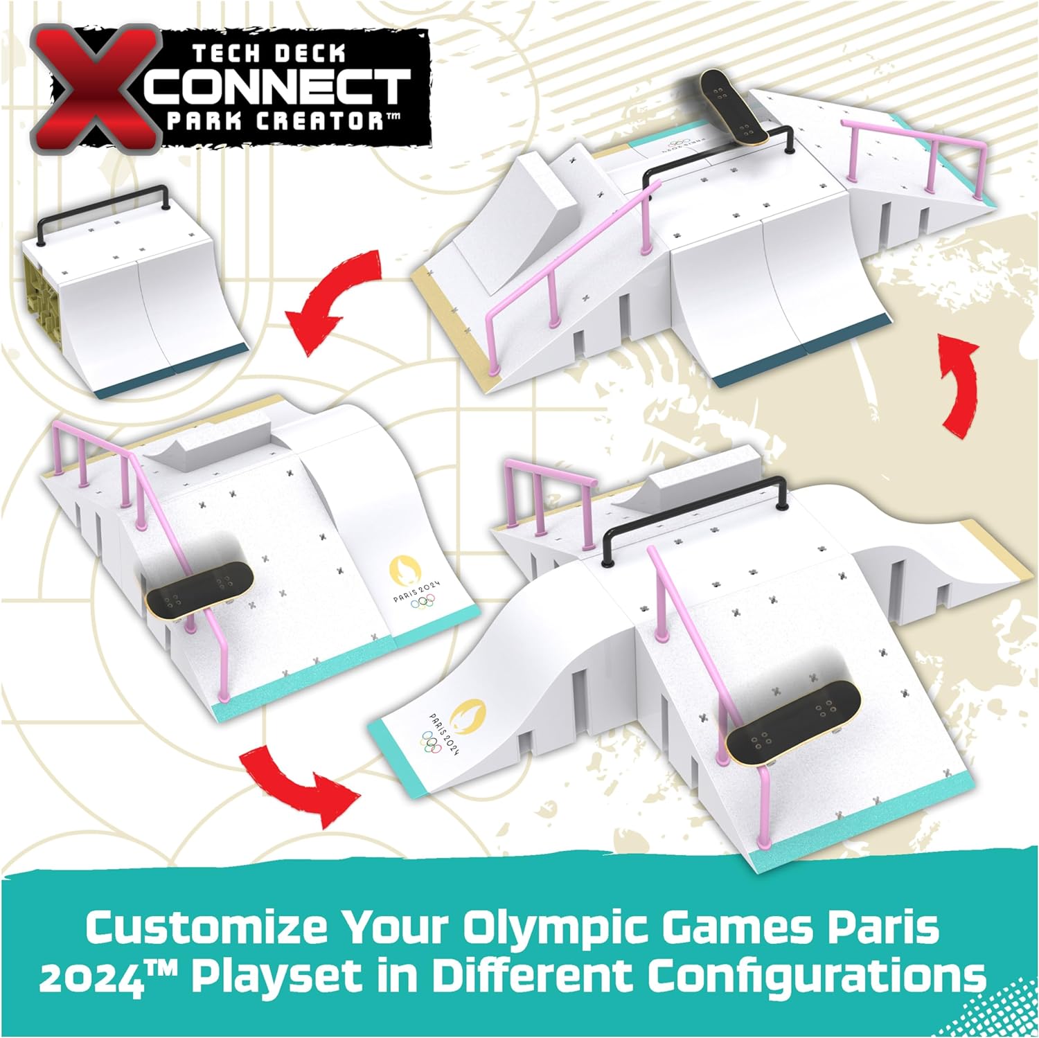 Tech Deck, Sky Brown’s Olympic Games Paris 2024 Ramp, Customisable X-Connect Park Creator Playset & Exclusive Fingerboard, Kids’ Toy for Ages 6 and up