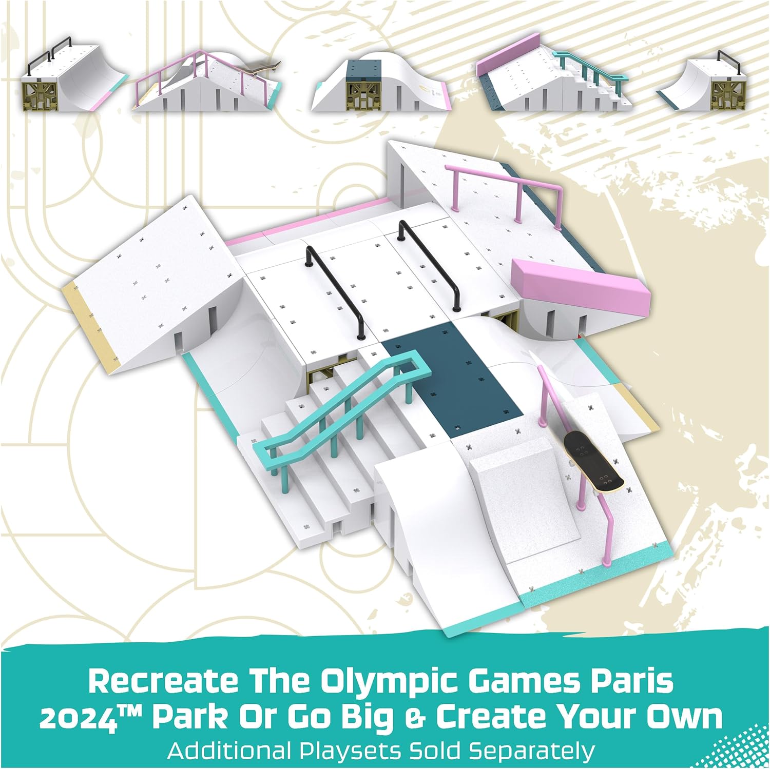 Tech Deck, Aurélien Giraud’s Olympic Games Paris 2024 Ramp Customisable X-Connect Park Creator Playset & Exclusive Fingerboard, Kids’ Toy for Ages 6+