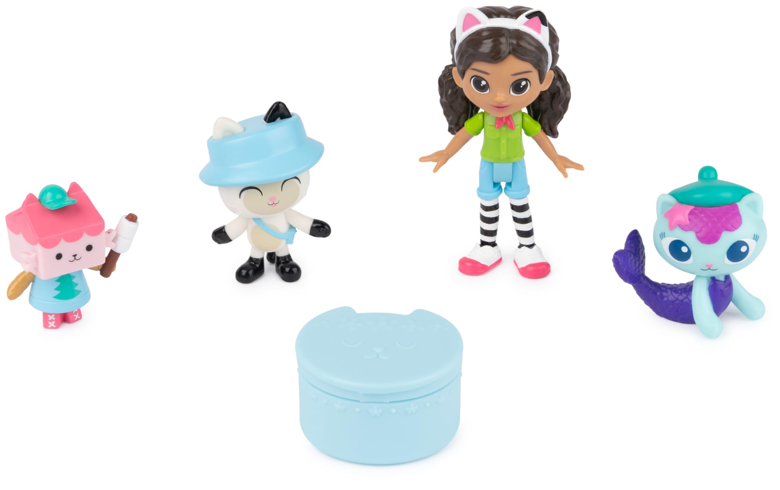 Gabby's Dollhouse 6067225 DreamWorks, kampvuur-cadeauset met Gabby, panda, panda, babybox- en zeekatjesspeelgoedfiguren, speelgoed om te verzamelen, voor meisjes en jongens