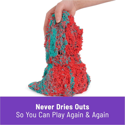 Kinetic Sand, Mould N' Flow 24 Oz Sand in 2 Colours Red and Green 3 Tools for Modeling and Creating, Toy for Kids and Girls, 3+ Years Old