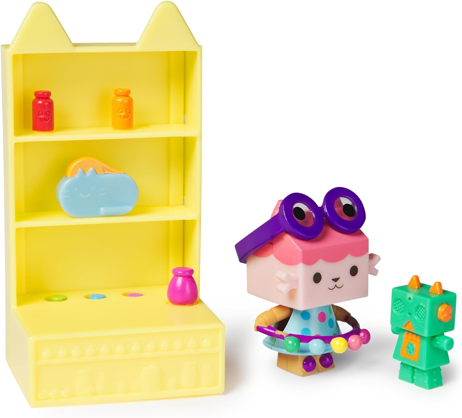 Gabby’s Dollhouse, Celebration Series Baby Box Cat Bobble Figure with Dollhouse Furniture and Accessories, Kids’ Toys for Girls & Boys Aged 3 and Up