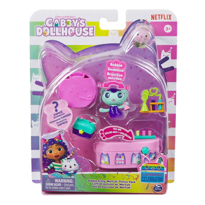 Gabby’s Dollhouse, Bobble Kitty Möbel Pack von Meerkätzchen, Katzen-Figur mit Puppenhausmöbeln und Zubehörteilen, ab 3 Jahren