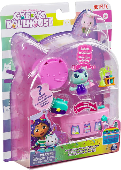 Gabby’s Dollhouse, Bobble Kitty Möbel Pack von Meerkätzchen, Katzen-Figur mit Puppenhausmöbeln und Zubehörteilen, ab 3 Jahren