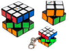 Rubik’s Cube Family Pack, Original 3x3 Cube, 2x2 Cube and 3x3 Keyring Cube, Complete Pack of 3