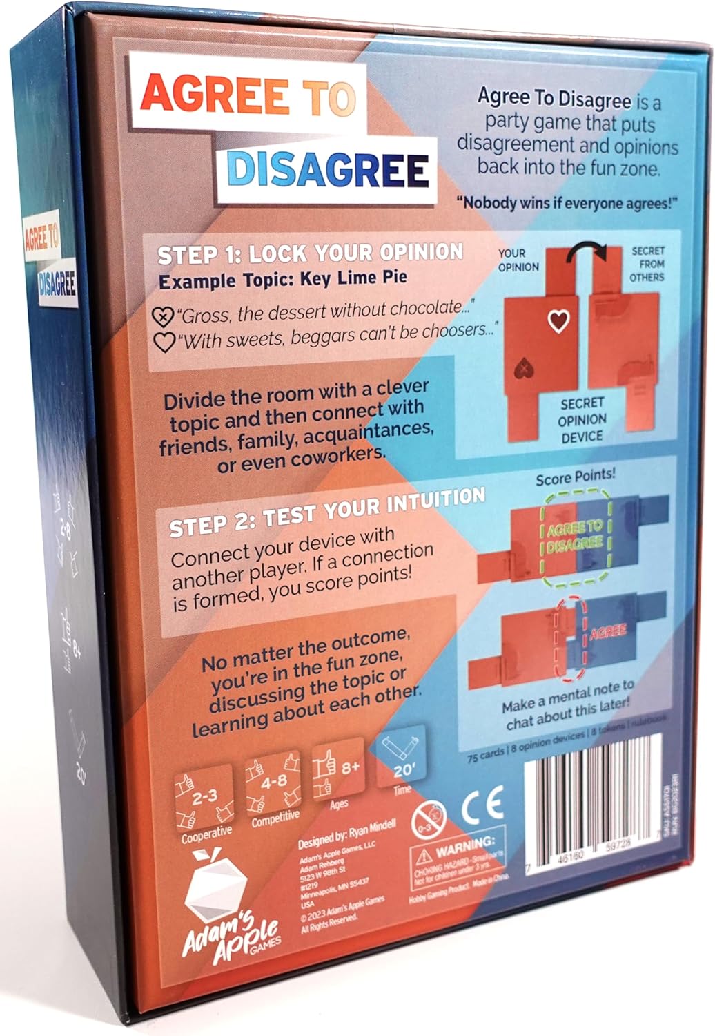 Adam's Apple Games Agree to Disagree - The Icebreaker Game Where Nobody Wins if Everyone Agrees - Fun Party Game for Coworkers, Families, or Friends. Fun or Real Talk Gamified for 2 to 8 Players.