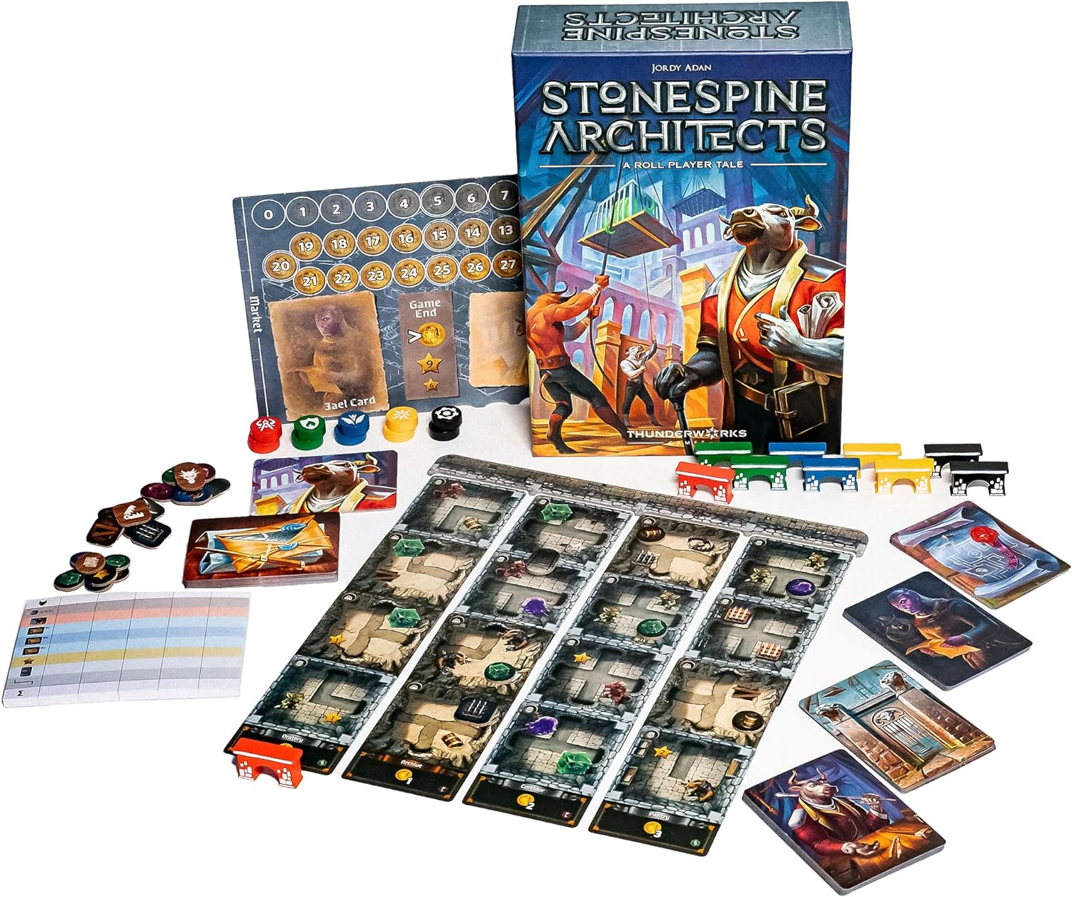 Thunderworks Games - Stonespine Architects | Strategy Board Game | Card-Drafting Dungeon Design | Competitive Tableau Builder | World of Ulos | Ages 10+ | Family Game for 1-5 Players | 45-60 Minutes