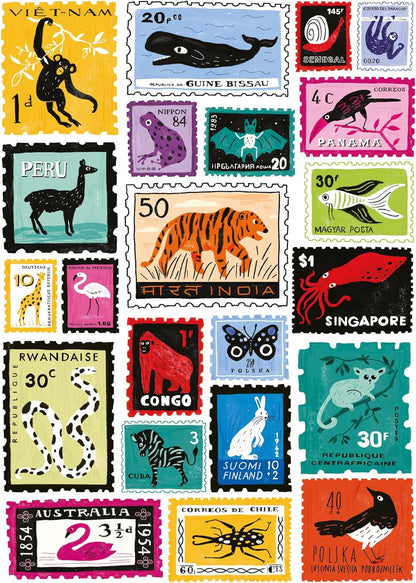 Stamped 1000 Piece Jigsaw Puzzle for Adults | The for Animal Lovers| Premium 100% Recycled Board | Modern 1000 Piece Puzzle for Adults | Happily Jigsaw Puzzles