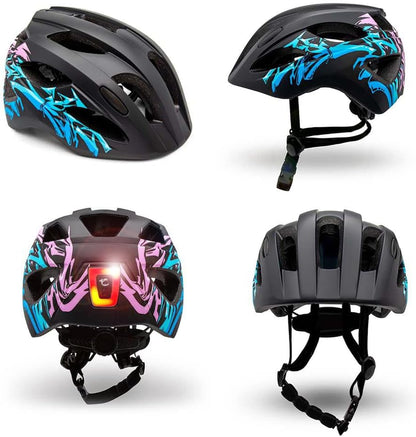Fietshelm voor kinderen 6-12 jaar| Zwart SWAT| Crazy Safety| EN1078 Certificatie Graffiti Zwart/Blauw M (54-58cm