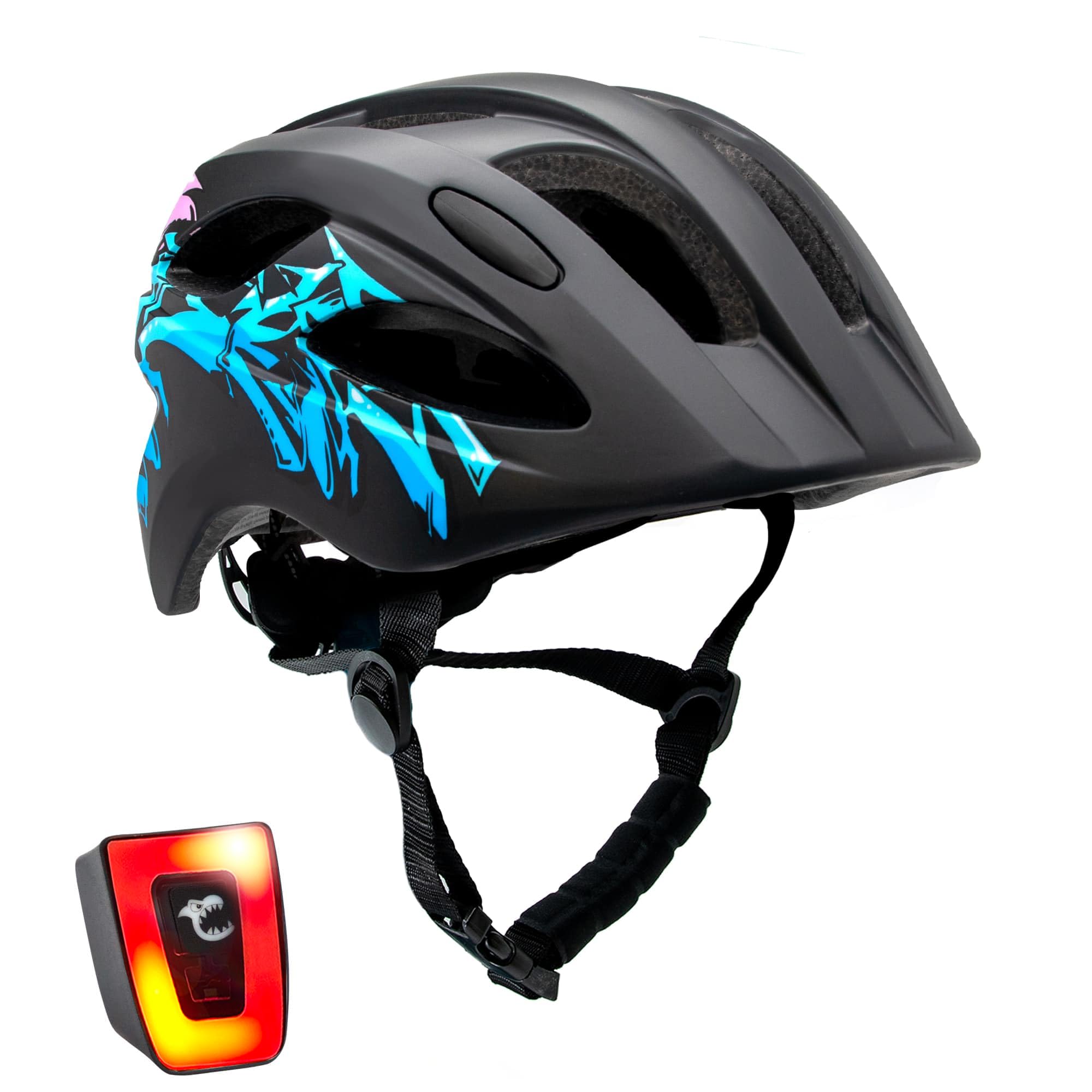 Fietshelm voor kinderen 6-12 jaar| Zwart SWAT| Crazy Safety| EN1078 Certificatie Graffiti Zwart/Blauw M (54-58cm