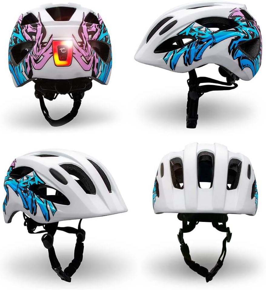 Crazy Safety - Grafitti Bicycle Helmet - White/Blue (160101-07-01)