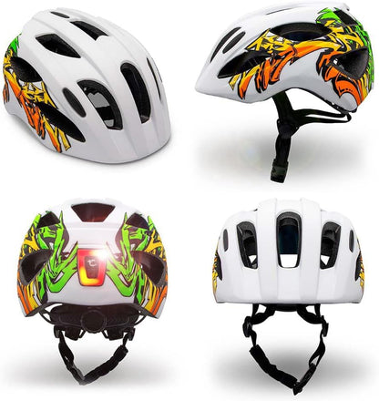 Crazy Safety Cool S.W.A.T. Children's Bike Helmet | Bicycle helmet for children aged 6-12 years for bicycles, skateboards, mountain bikes, skates, USB rechargeable tail light |