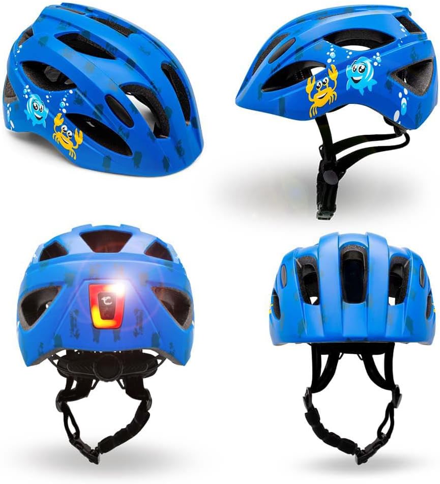 Crazy Safety Cool S.W.A.T. Children's Bike Helmet | Bicycle helmet for children aged 6-12 years for bicycles, skateboards, mountain bikes, skates, USB rechargeable tail light |