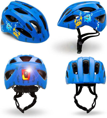Crazy Safety Cool S.W.A.T. Children's Bike Helmet | Bicycle helmet for children aged 6-12 years for bicycles, skateboards, mountain bikes, skates, USB rechargeable tail light |