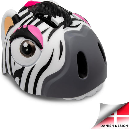 Fietshelm voor kinderen | Oranje Tijger | Crazy Safety | EN1078 Gecertificeerd Witte Zebra S (49-55cm