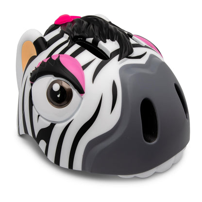 Fietshelm voor kinderen | Oranje Tijger | Crazy Safety | EN1078 Gecertificeerd Witte Zebra S (49-55cm