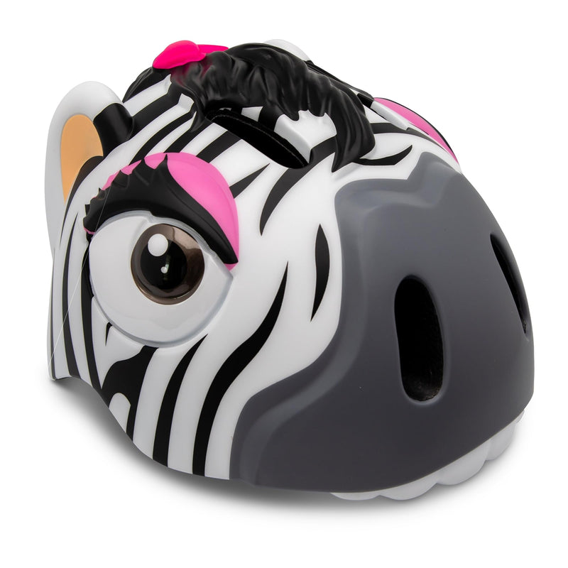 Fietshelm voor kinderen | Oranje Tijger | Crazy Safety | EN1078 Gecertificeerd Witte Zebra S (49-55cm