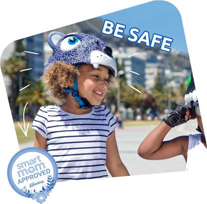 Fietshelm voor kinderen | Oranje Tijger | Crazy Safety | EN1078 Gecertificeerd Blauwe Dino S (49-55cm