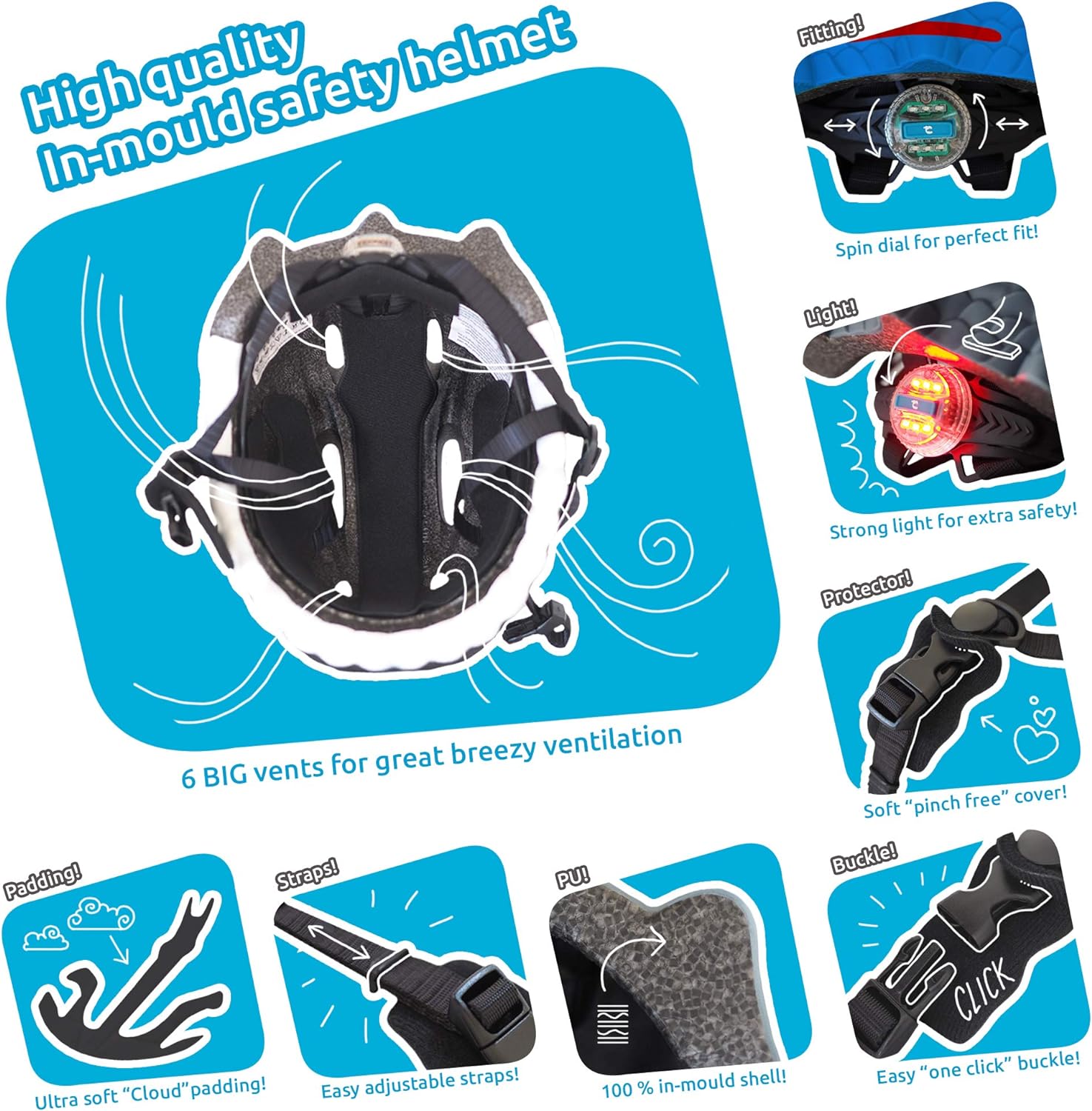 Fietshelm voor kinderen | Oranje Tijger | Crazy Safety | EN1078 Gecertificeerd Blauwe Dino S (49-55cm