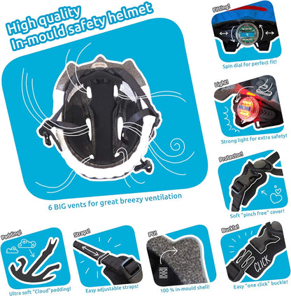 Fietshelm voor kinderen | Oranje Tijger | Crazy Safety | EN1078 Gecertificeerd Blauwe Dino S (49-55cm