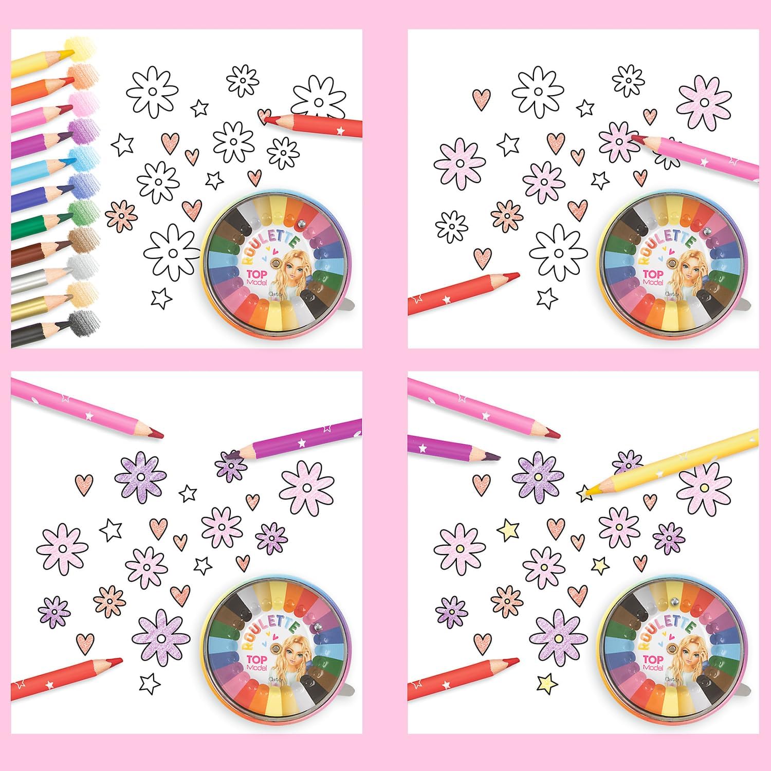 Depesche 12103 TOPModel Colour Roulette - Malspiel mit 12 dünnen Buntstiften und einem Farb-Roulette mit Kugel zur Wahl der nächsten Farbe