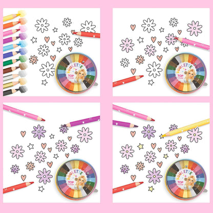 Depesche 12103 TOPModel Colour Roulette - Malspiel mit 12 dünnen Buntstiften und einem Farb-Roulette mit Kugel zur Wahl der nächsten Farbe