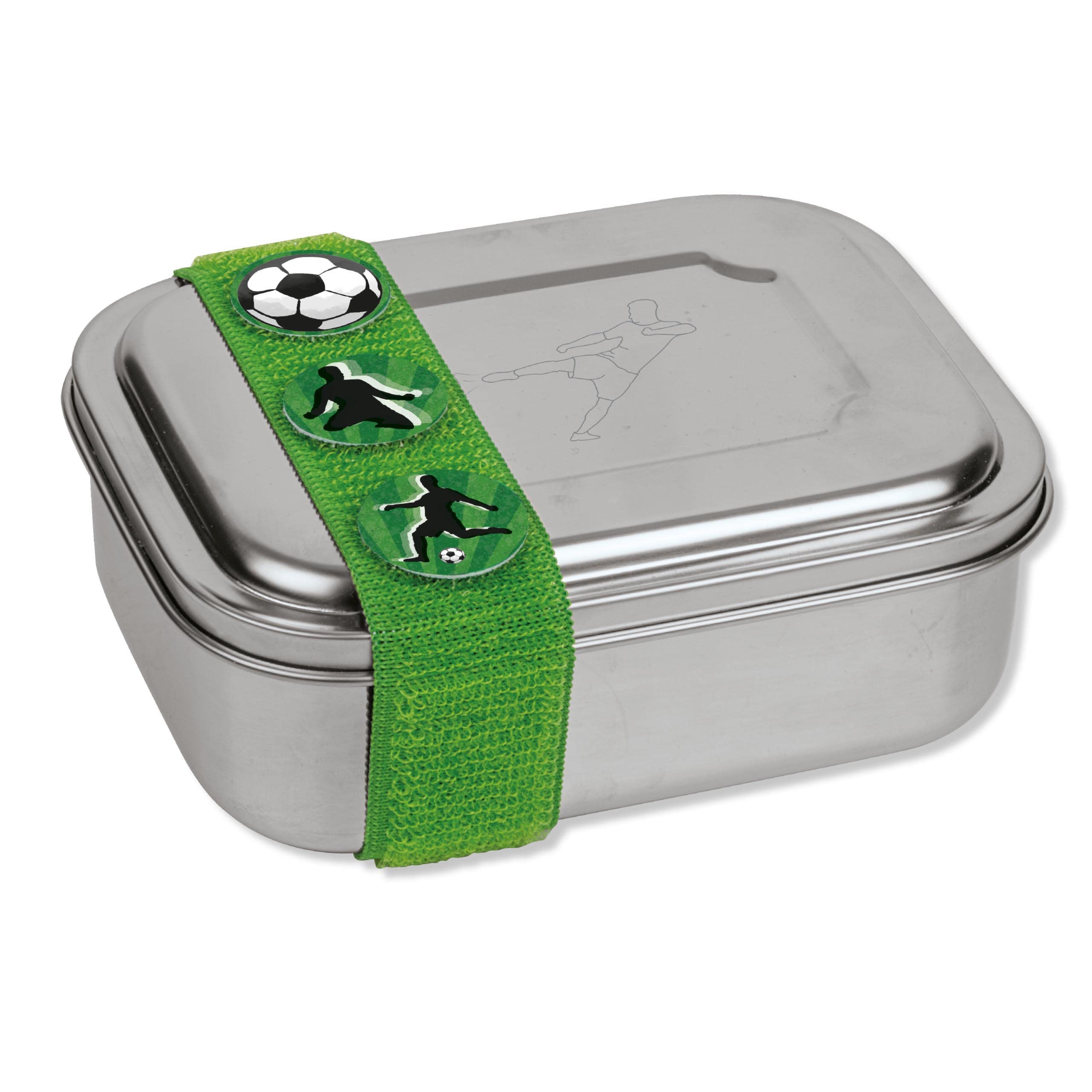 Lutz Mauder Edelstahl Brotdose, Kinder und Erwachsene, Premium Lunchbox mit Fächern für Obst und Gemüse, Fußball Gravur von TapirElla