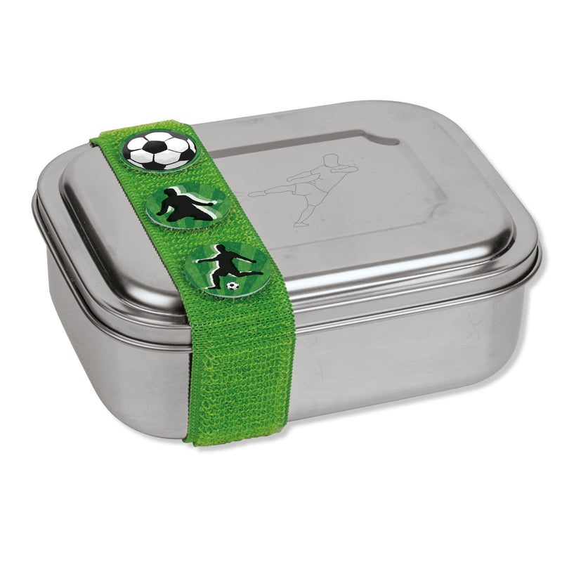 Lutz Mauder Edelstahl Brotdose, Kinder und Erwachsene, Premium Lunchbox mit Fächern für Obst und Gemüse, Fußball Gravur von TapirElla