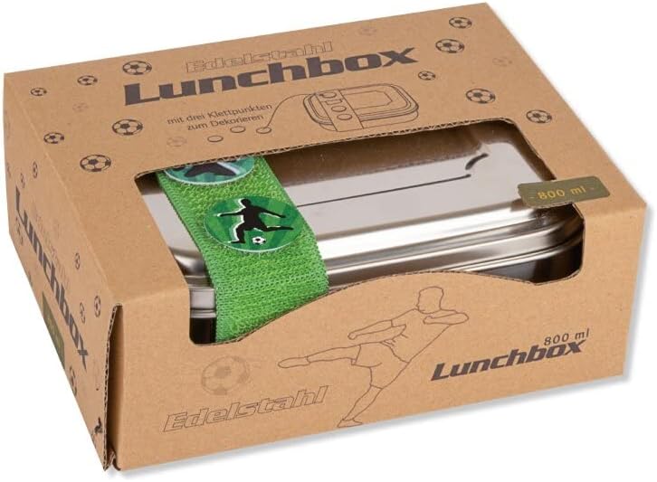 Lutz Mauder Edelstahl Brotdose, Kinder und Erwachsene, Premium Lunchbox mit Fächern für Obst und Gemüse, Fußball Gravur von TapirElla