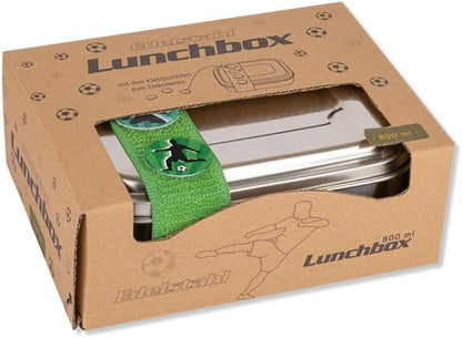 Lutz Mauder Edelstahl Brotdose, Kinder und Erwachsene, Premium Lunchbox mit Fächern für Obst und Gemüse, Fußball Gravur von TapirElla