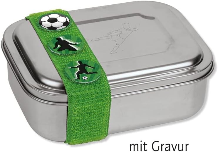 Lutz Mauder Edelstahl Brotdose, Kinder und Erwachsene, Premium Lunchbox mit Fächern für Obst und Gemüse, Fußball Gravur von TapirElla