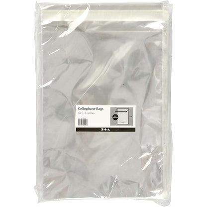 Cellophane Bags, W: 18 cm, H: 25,3 cm, 200pcs