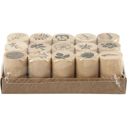 Creativ 28578 Deco Art Stamps, D: 20 mm, Flower and Leaf, 15 asstd, one size