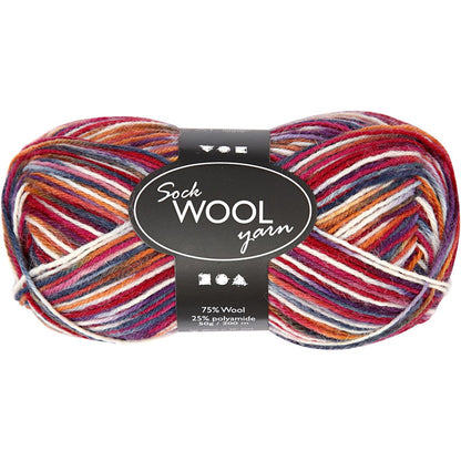 Sockenwolle L 200 M 50 G Harmonie In Blau-rot