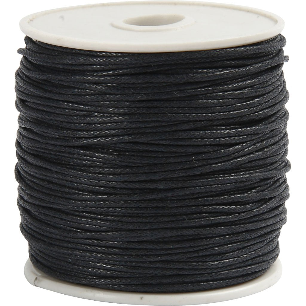 Cotton Lace, thickness 1 mm, black, 40 m