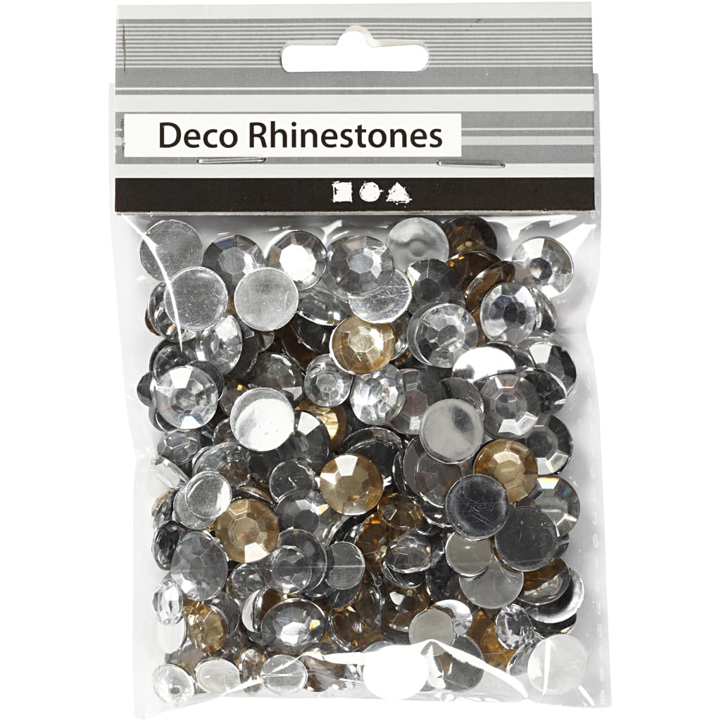 Rhinstone, size 6+9+12 mm, silver harmony, round, 360asstd
