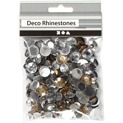 Rhinstone, size 6+9+12 mm, silver harmony, round, 360asstd