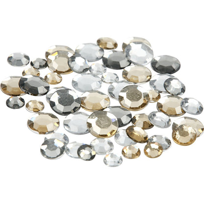 Rhinstone, size 6+9+12 mm, silver harmony, round, 360asstd