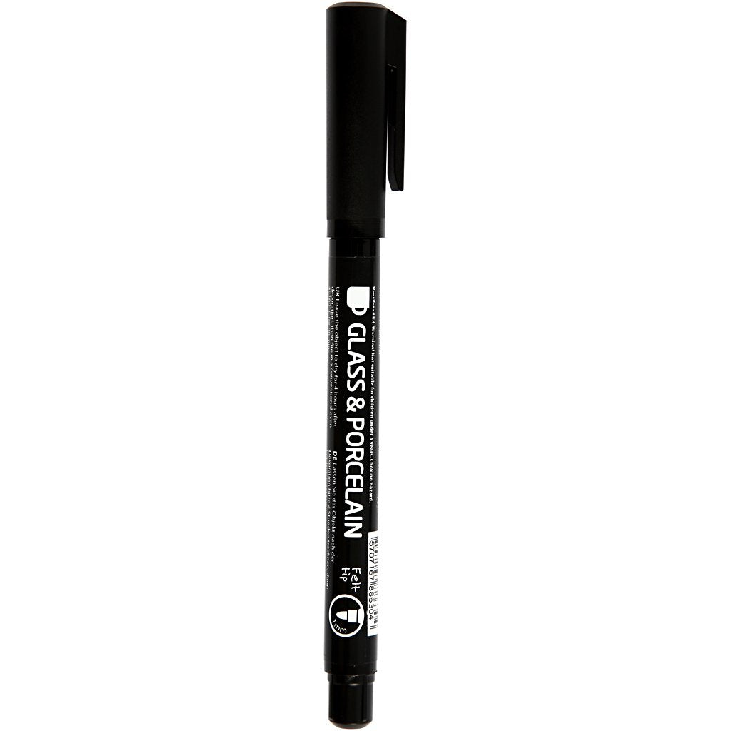 Creativ 31654 Contourmarker for Glass and Porcelain, 1-3 mm line, black, Semi opaque, 1pc