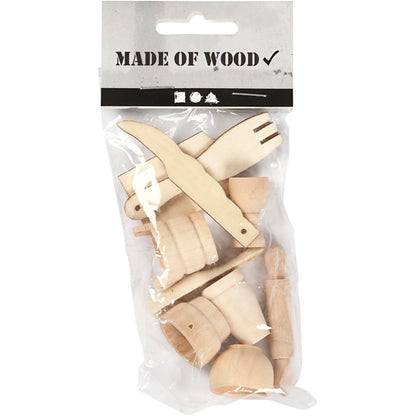 Mini Wooden Kitchen Tools, L: 40-60 mm, birch, 10pcs