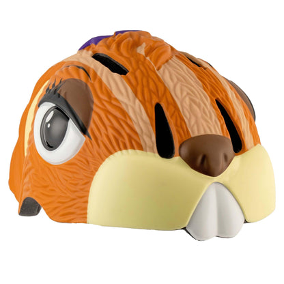 Fietshelm voor kinderen | Oranje Tijger | Crazy Safety | EN1078 Gecertificeerd Bruine Chipmunk S (49-55cm)